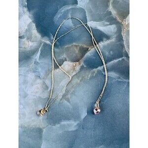 14K Solid Gold Minimalist 19” Chain 0.7mm with Dainty Pink Zircon Pendant